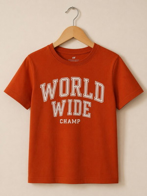 H&M boys' T-shirt, age 6, orange with print