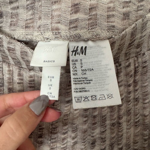 High-waisted pants H&M like new, beige ribbed fitted