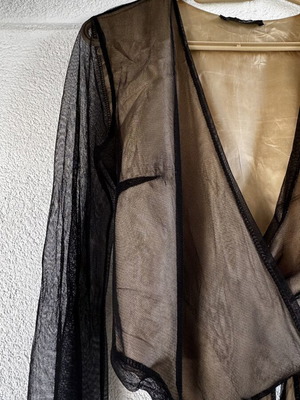 Crop top with transparent lining, wrap design, size S/M, made in Italy