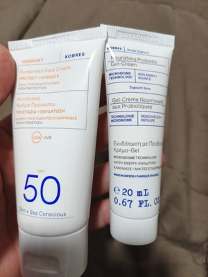 Korres Greek Yoghurt Αντηλιακή Κρέμα Προσώπου SPF50 και Ενυδατική Κρέμα-Gel με Προβιοτικά καινούργια