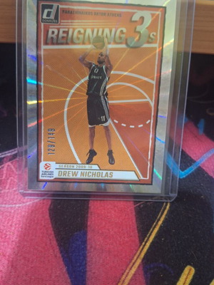Κάρτα Panini Donruss Euroleague Panathinaikos Drew Nicholas Reigning 3s καινούργια αριθμημένη 129/149