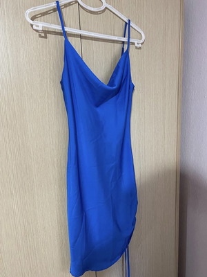 Mini dress blue satin fabric in excellent condition, size S