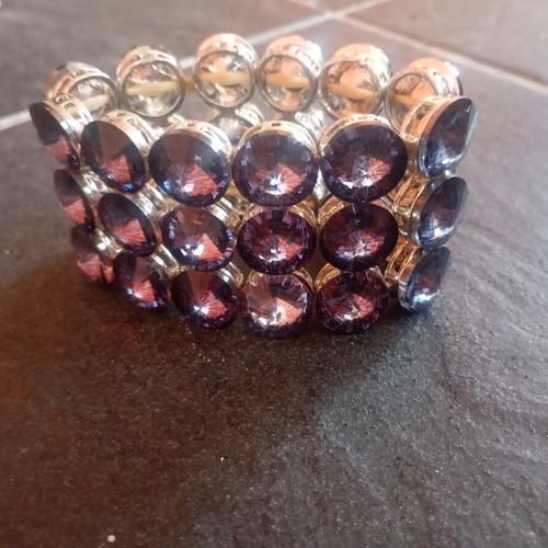Bracelet with large crystals like new, purple and lilac shades