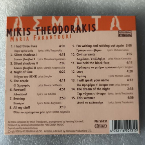 Mikis Theodorakis Asmata CD like new, entechno genre