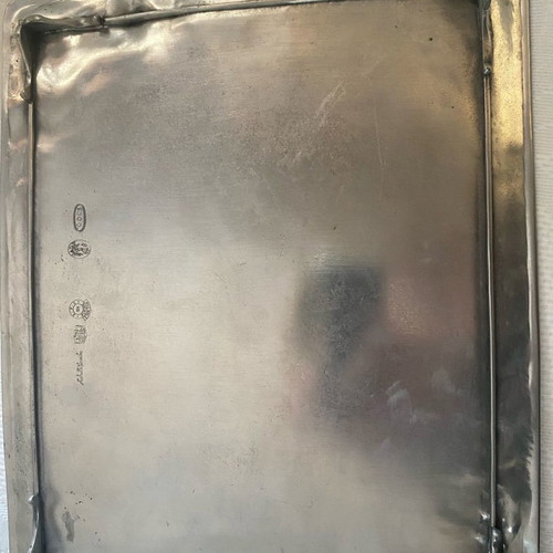 Tin tray used, art nouveau, with Achille Gamba marks