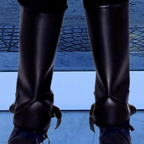 Traditional Black Gaiters MARK947 new, leatherette for Cretan & Pontic Costume