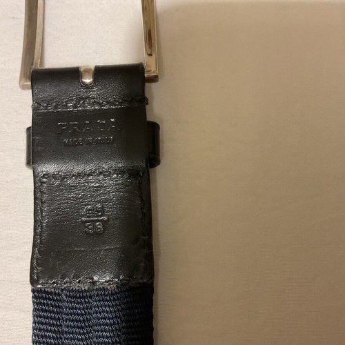 Prada men's belt fabric leather black like new