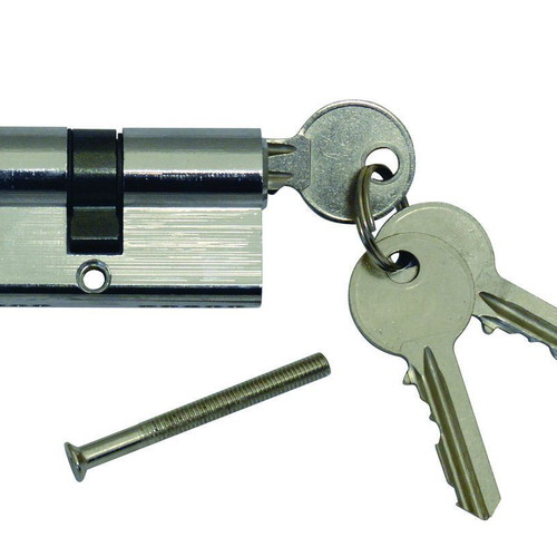 Brass door cylinder with key 40/40 chrome new