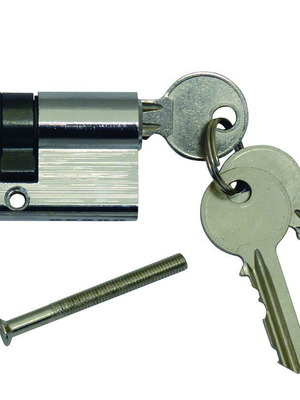 Brass door cylinder with key 40/40 chrome new