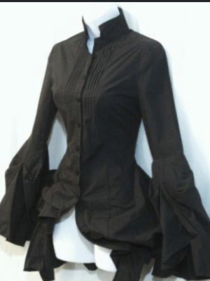 Guess long-sleeve tuxedo shirt, black, size M