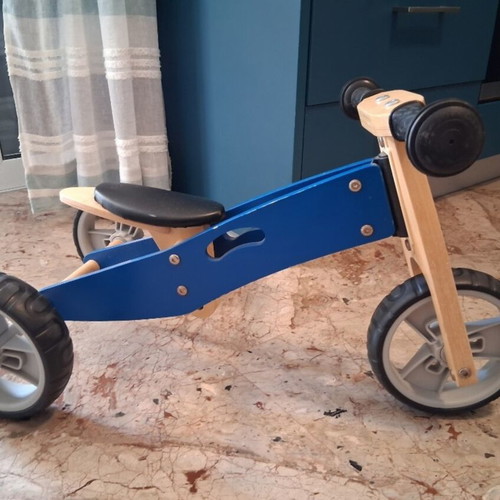 Wooden tricycle and balance bike 2 in 1