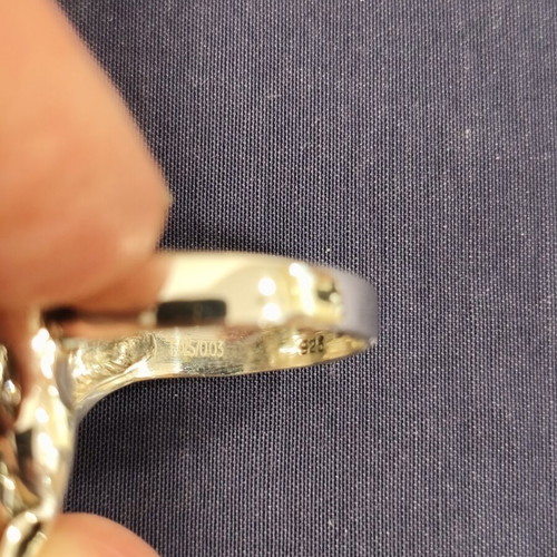 Unisex Silver Ring with 4 Diamonds Like New