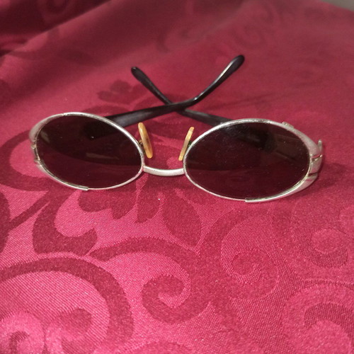 Glasses frame used, black and silver, with case and cleaning cloth