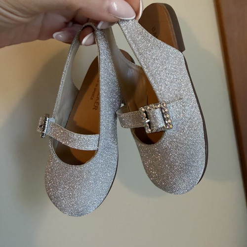 Babywalker silver glitter slingback shoes like new, size 12cm