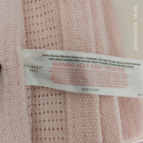 Primark baby blanket pink like new, 100% cotton