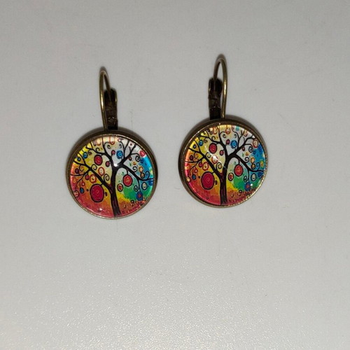 Vintage Boho Earrings bronze with Tree of Life like new