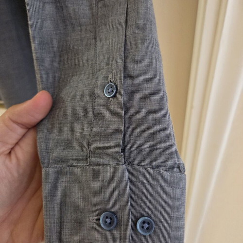 Makis Tselios men's grey dress shirt, L, double collar