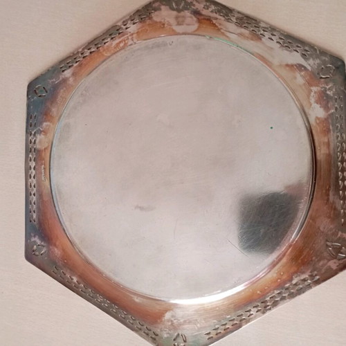 Antique silver EPNS hexagonal dish used