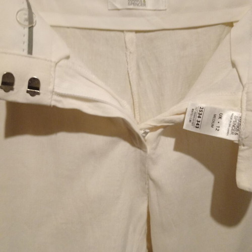 Marks & Spencer white high-waist pants new, linen viscose blend, UK 12