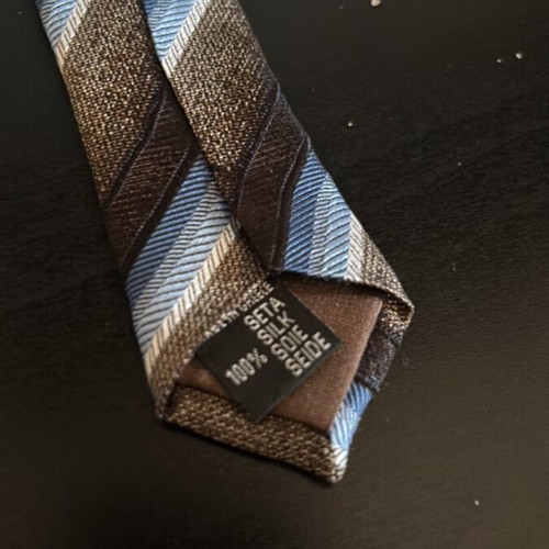 Chris Angelo men's tie 100% silk like new, blue and brown