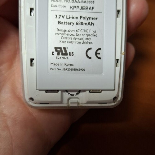 Creative Zen Micro used, white, battery needs replacement