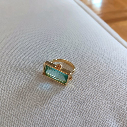 Dreamy ring in gold-plated silver with aqua marine new