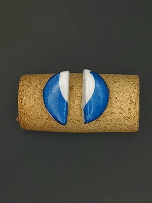 Handmade ceramic earrings eyes with decoupage and glass coating
