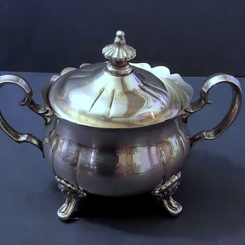 Silver Plated Tea and Coffee Set used, Victorian style, 4 pieces