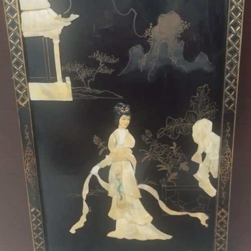 Chinese handmade frames used, set of 8 large mother-of-pearl