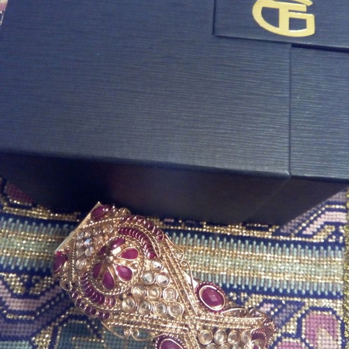 Gold-plated bracelet with rubies and zircon, like new