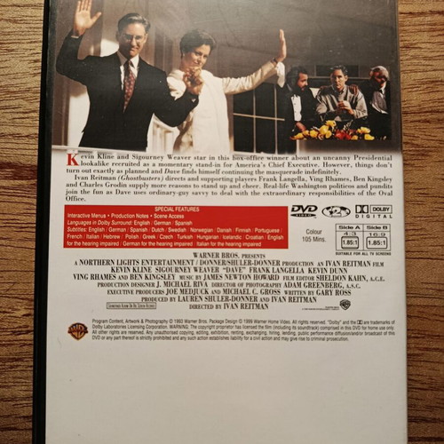 Dave DVD used with Greek subtitles