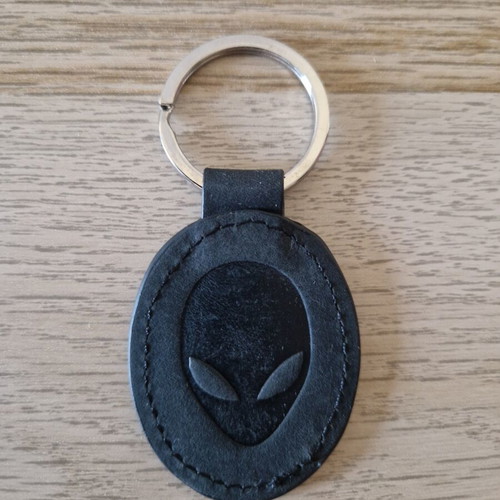 Alienware keychain, black, leatherette