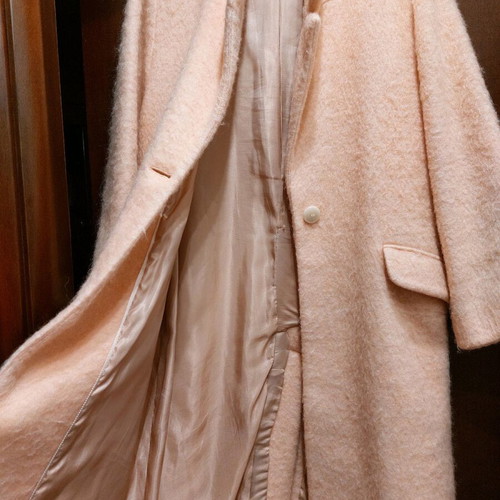 Mango Suit mohair coat, pastel pink, oversized, made to measure