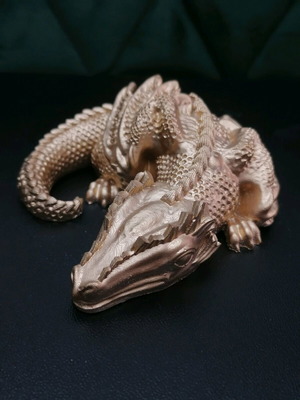 Gypsum dragon figurine gold new