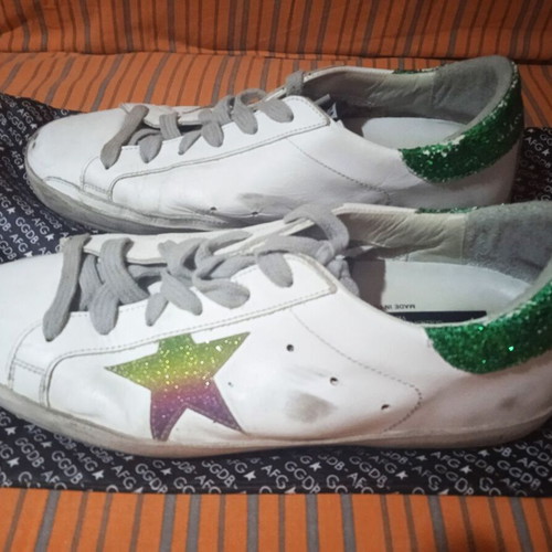 Golden Goose Superstar sneakers like new, size 38, white and green