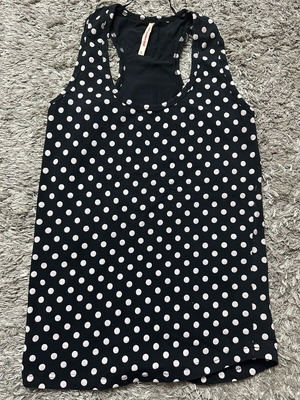 Αμάνικη μπλούζα Pink Woman μεταχειρισμένη, μαύρη με λευκό πουά