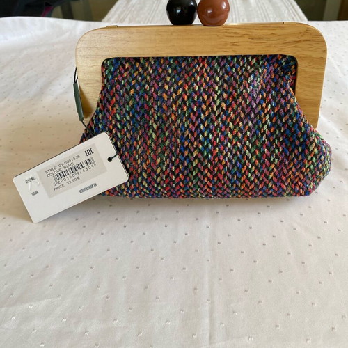 Verde summer crossbody bag new, multicolor with wood and fabric