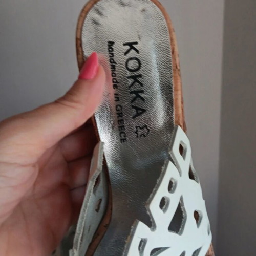 Kokka leather high-heeled mule with cork heel size 39
