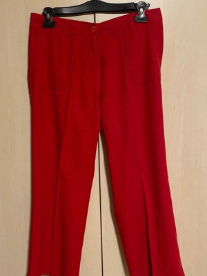 Λινό παντελόνι Marks & Spencer κόκκινο σαν καινούργιο, μέγεθος L