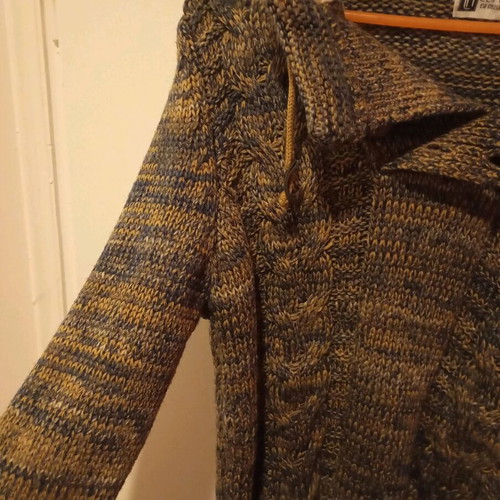 Leaf hooded sweater used gray and beige size S