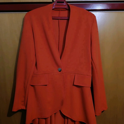 Spring jacket orange like new, asymmetric with gold button