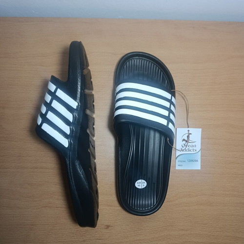Ocean Addicts slides sandals black with white stripes