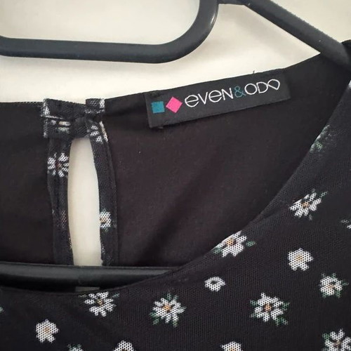 Even & Odd black mesh dress with floral print