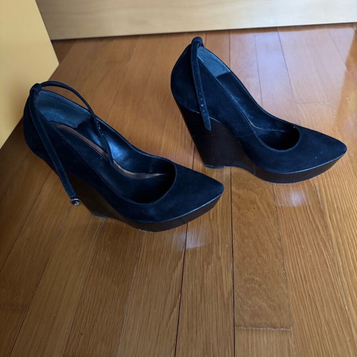 Topshop black suede platform shoes used, size 38 with ankle tie