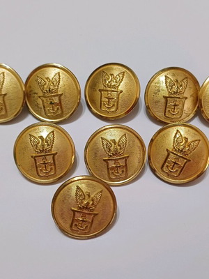 Navy buttons used, pack of 9, 1973 military uniform