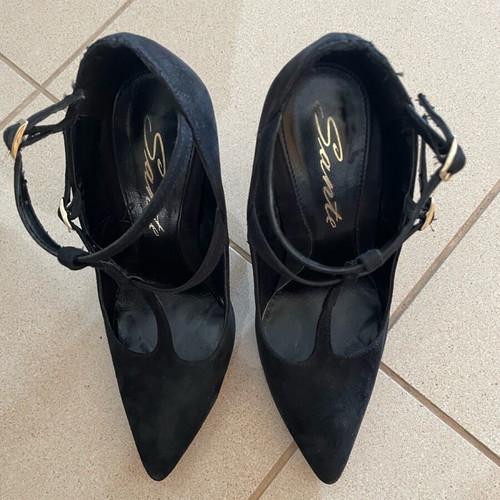 Γυναικείες γόβες Sante 36 μαύρες suede ψηλές σαν καινούργιο
