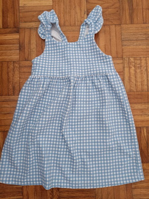 Zara white-blue check dress with frills and back tie, like new, size 4-5 years