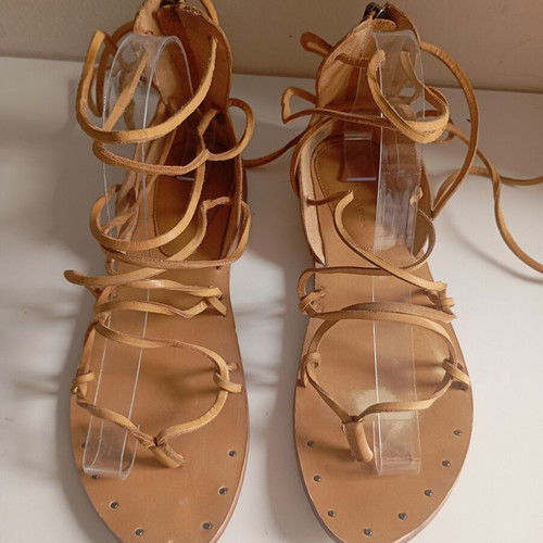 Zara leather women's sandals size 39, beige