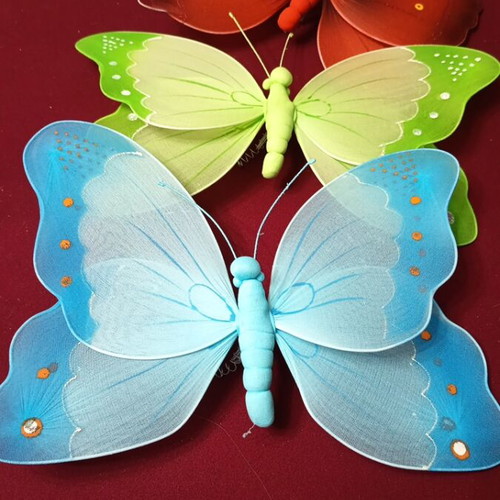 Decorative butterflies with double semi-transparent fabric wings