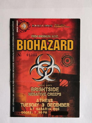 Biohazard concert ticket 3/12/2002 like new